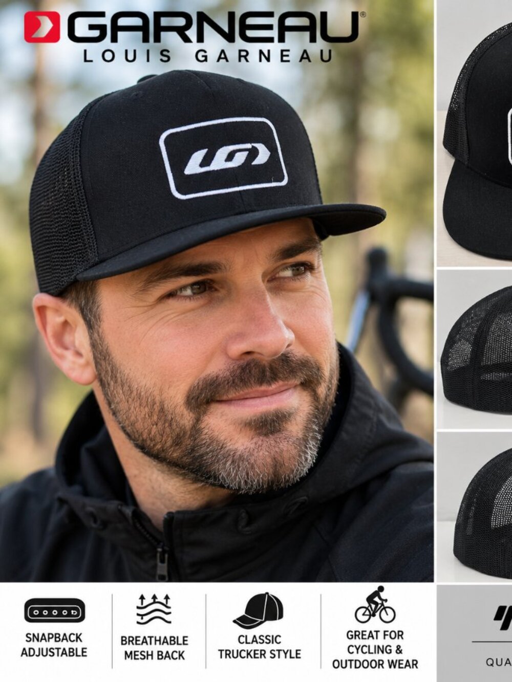 🚴🔥 LOUIS GARNEAU LG YUPOONG TRUCKER SNAPBACK HAT – BLACK 🔥🚴